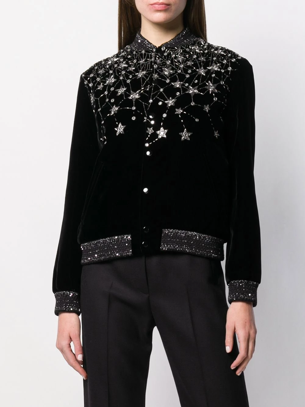 Saint Laurent crystal-embroidered bomber jacket