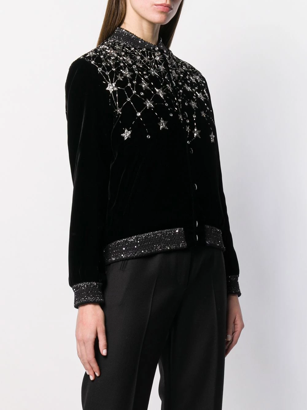 Saint Laurent crystal-embroidered bomber jacket