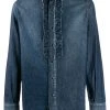 Saint Laurent ruffle detail denim shirt