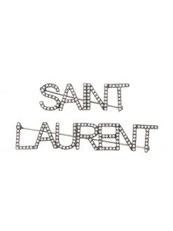 Saint Laurent crystal-logo brooch