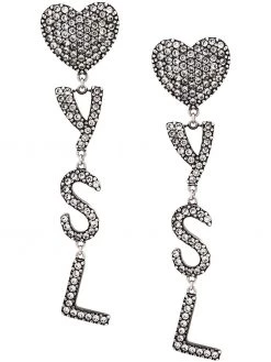 Saint Laurent crystal-embellished logo clip-on earrings