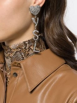 Saint Laurent crystal-embellished logo clip-on earrings