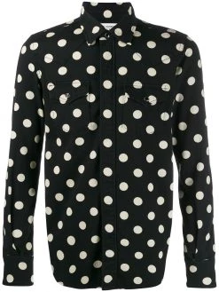 Saint Laurent slim western polka dot shirt