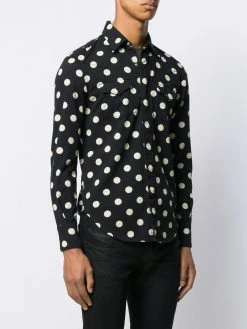 Saint Laurent slim western polka dot shirt