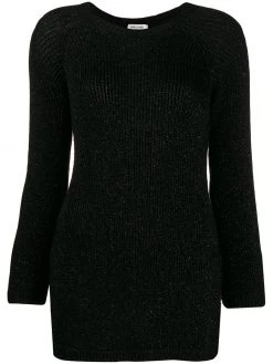 Saint Laurent metallic thread ribbed jumper