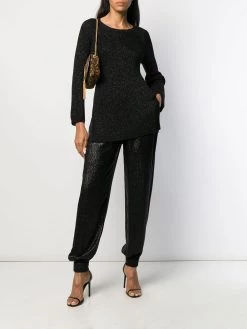 Saint Laurent metallic thread ribbed jumper