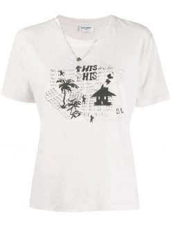 Saint Laurent graphic-print necklace T-shirt