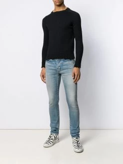 Saint Laurent distressed-effect crew neck jumper