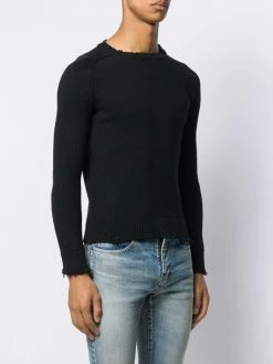 Saint Laurent distressed-effect crew neck jumper
