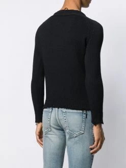 Saint Laurent distressed-effect crew neck jumper