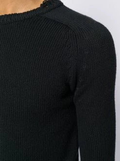 Saint Laurent distressed-effect crew neck jumper