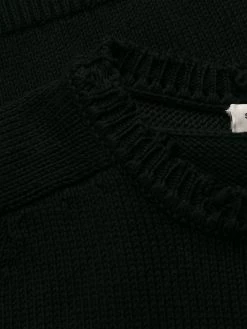Saint Laurent distressed-effect crew neck jumper