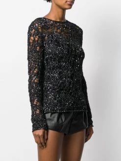 Saint Laurent sequinned crochet jumper
