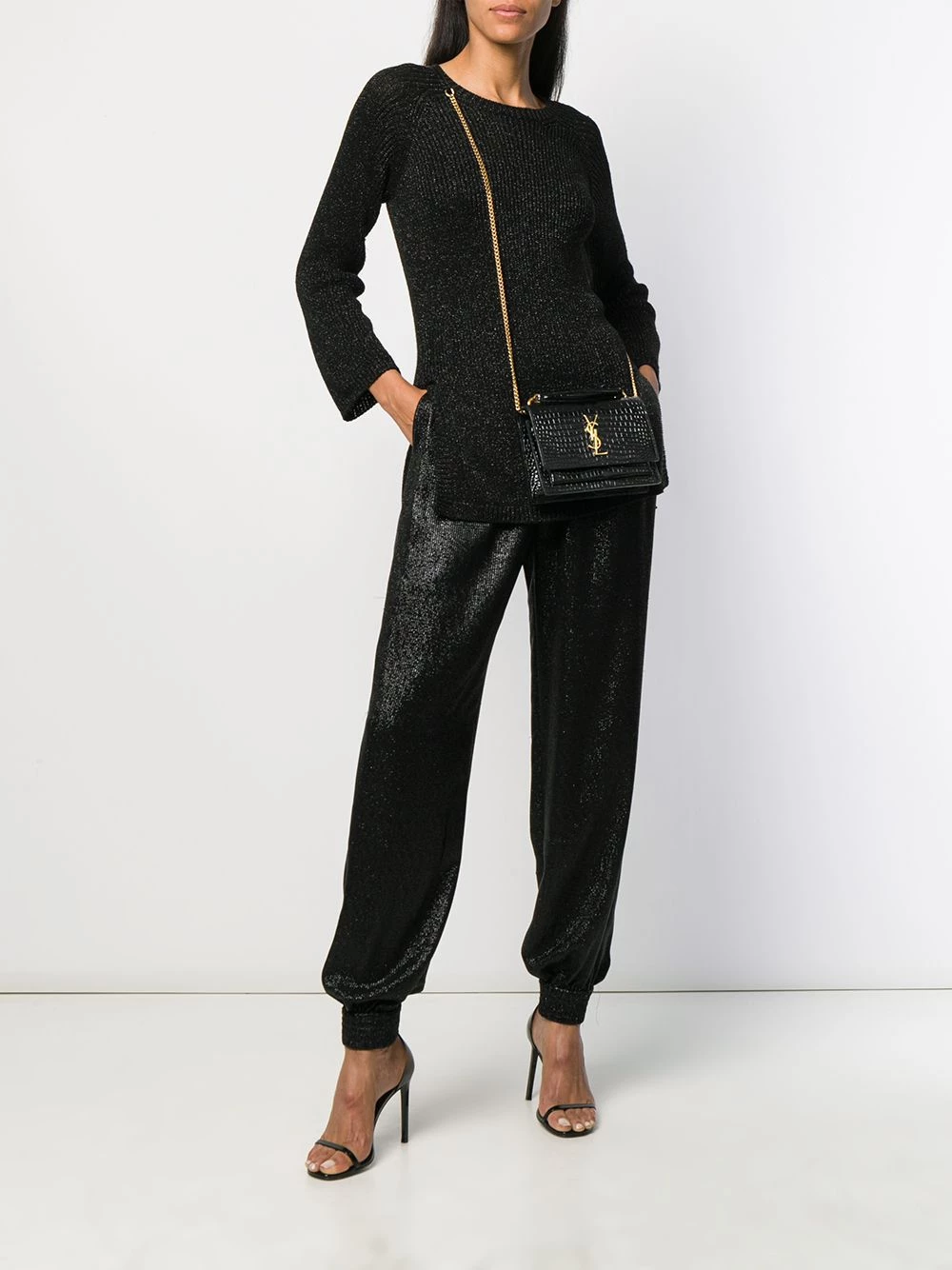 Saint Laurent Sunset crocodile-embossed mini bag