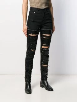 Saint Laurent sequin-embellished ripped skinny jeans