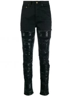 Saint Laurent sequin-embellished ripped skinny jeans