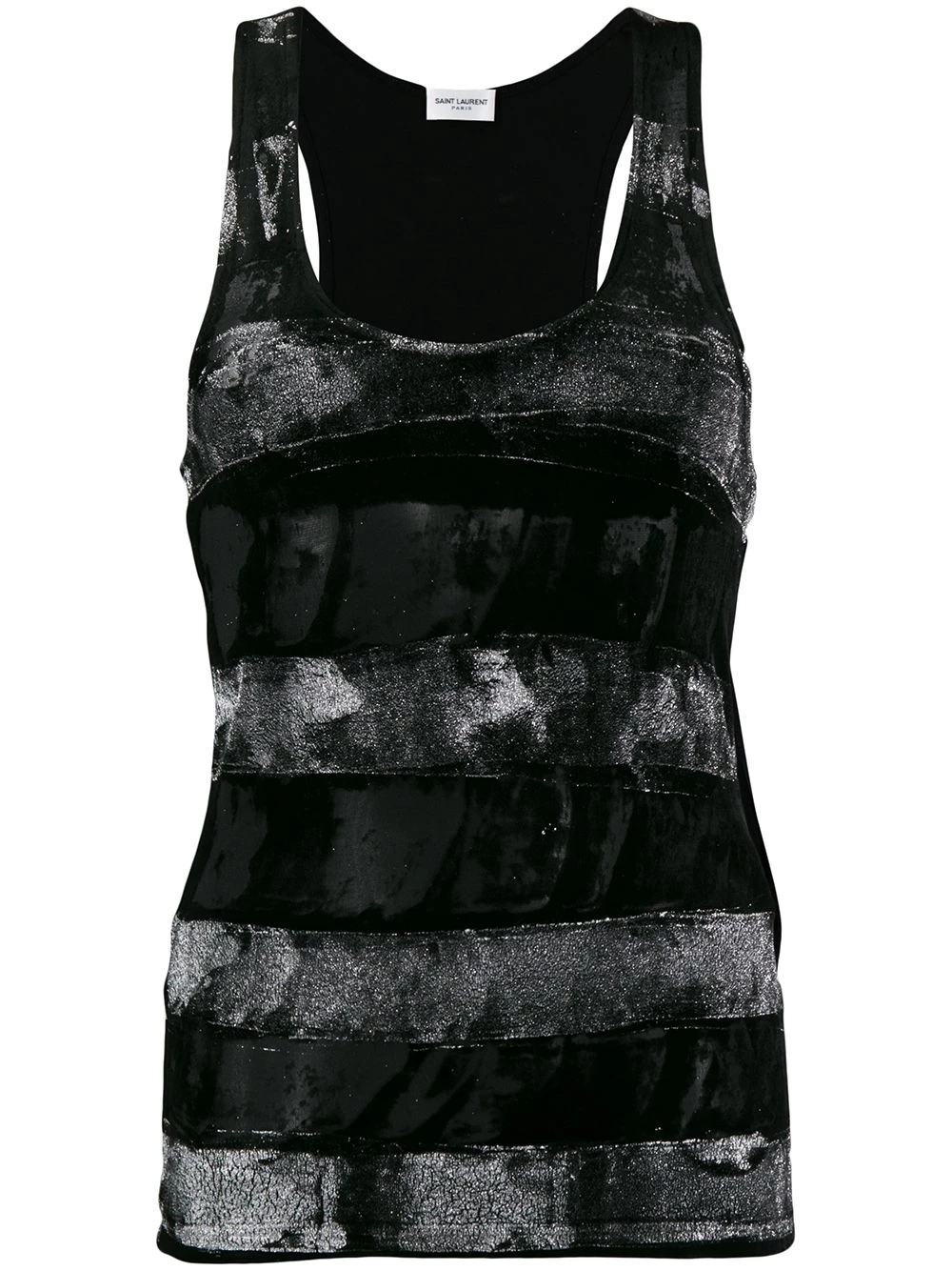 Saint Laurent distressed velvet-stripe tank top