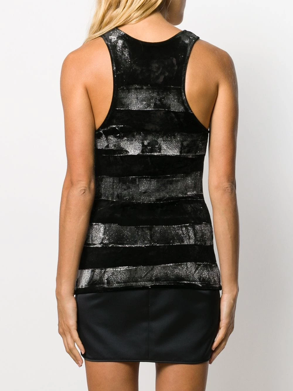 Saint Laurent distressed velvet-stripe tank top