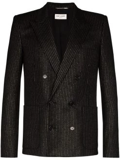 Saint Laurent metallic pinstripe double-breasted blazer