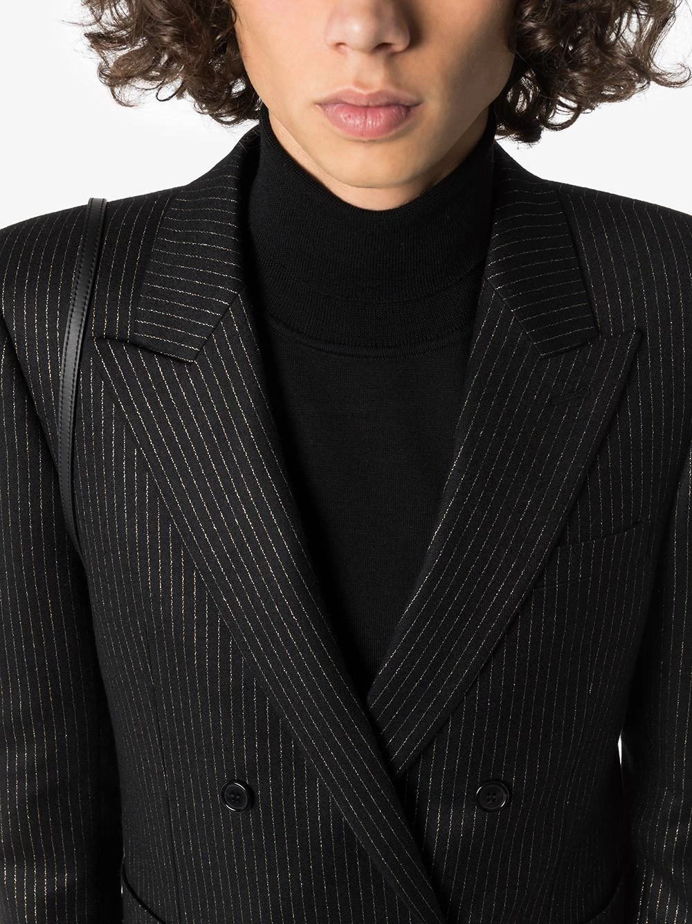 Saint Laurent metallic pinstripe double-breasted blazer