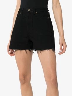 Saint Laurent fringed denim shorts