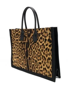 Saint Laurent Rive Gauche leopard-print tote bag