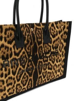 Saint Laurent Rive Gauche leopard-print tote bag