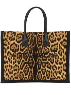 Saint Laurent Rive Gauche leopard-print tote bag