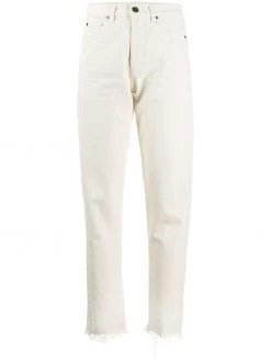 Saint Laurent distressed-hem straight-leg jeans