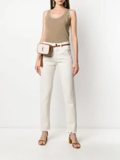 Saint Laurent distressed-hem straight-leg jeans