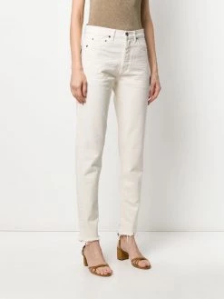 Saint Laurent distressed-hem straight-leg jeans