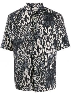 Saint Laurent leopard print short-sleeved shirt