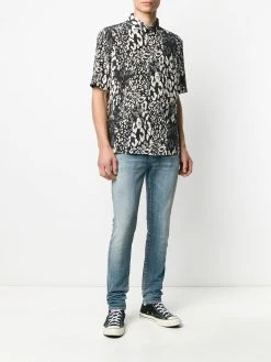Saint Laurent leopard print short-sleeved shirt
