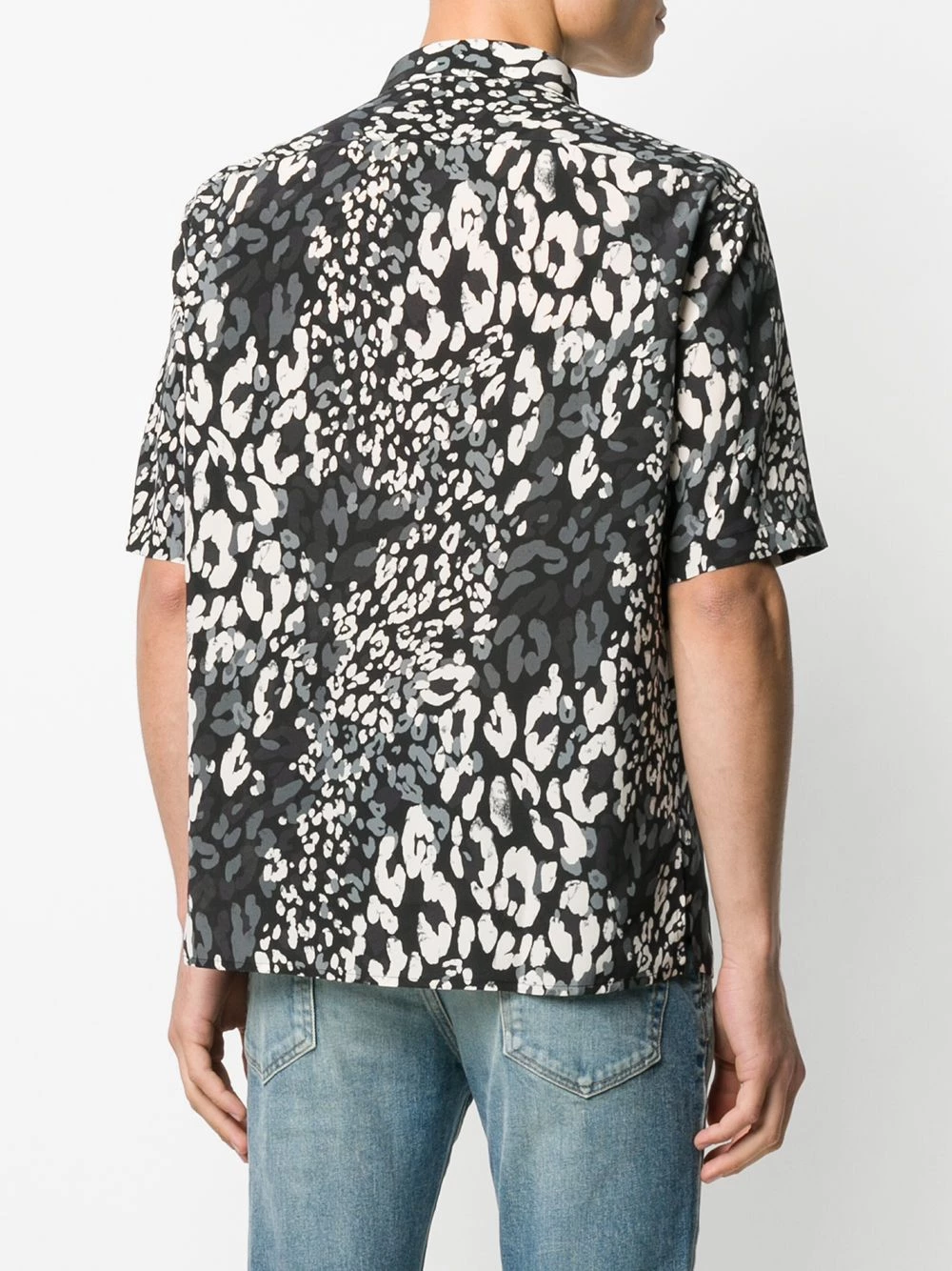Saint Laurent leopard print short-sleeved shirt