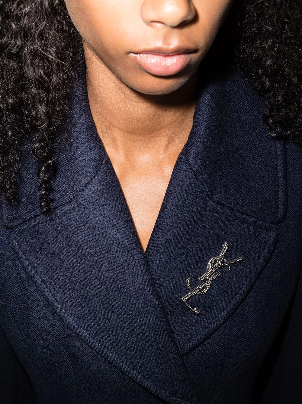 Saint Laurent Opyum crocodile-effect monogram brooch