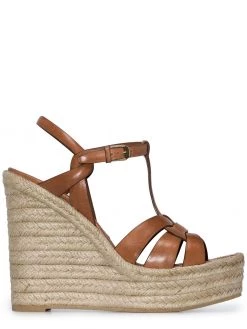 Saint Laurent T-strap 85mm espadrille wedge sandals
