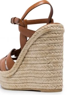Saint Laurent T-strap 85mm espadrille wedge sandals