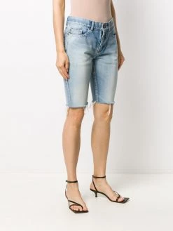 Saint Laurent frayed-edge denim shorts