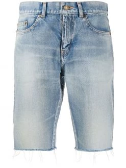 Saint Laurent frayed-edge denim shorts