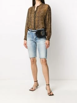 Saint Laurent frayed-edge denim shorts