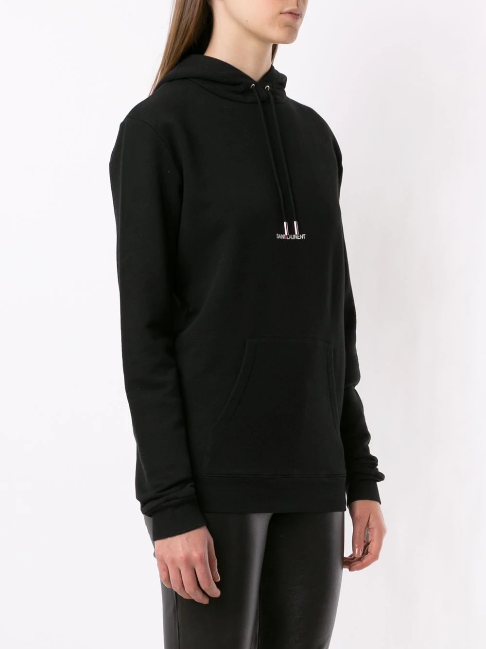 Saint Laurent logo print cotton hoodie