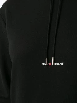 Saint Laurent logo print cotton hoodie