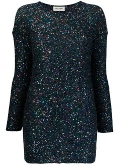 Saint Laurent sequin embroidery fitted dress