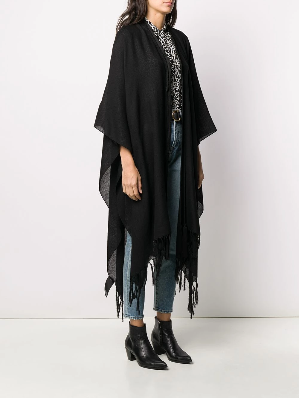 Saint Laurent fringed poncho