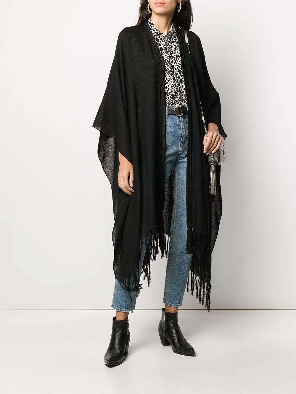 Saint Laurent fringed poncho