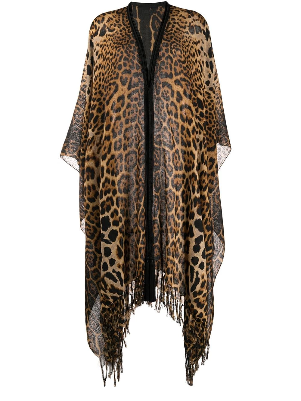 Saint Laurent fringed leopard-print poncho