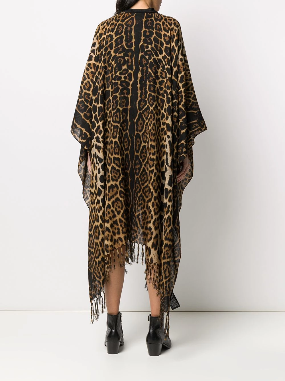 Saint Laurent fringed leopard-print poncho