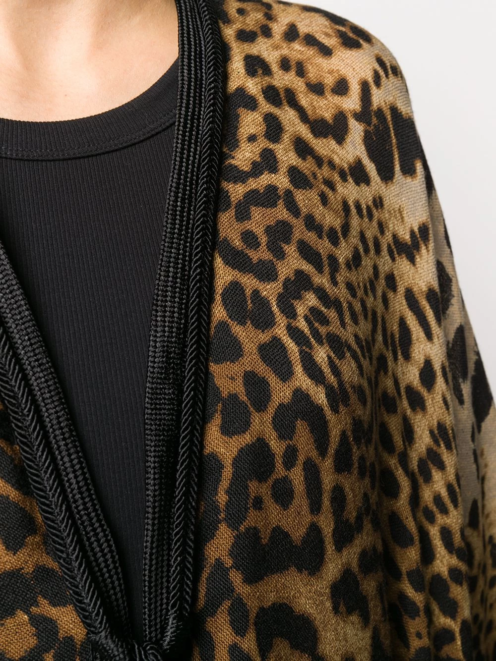Saint Laurent fringed leopard-print poncho