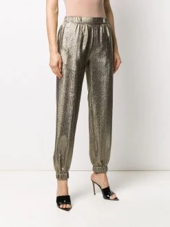Saint Laurent metallic-effect tapered trousers