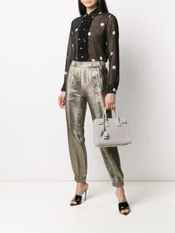 Saint Laurent metallic-effect tapered trousers